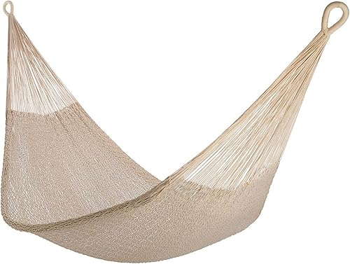 Yellow Leaf Hammocks - Hamaca de cuerda de algodón tejida a mano, tamaño doble, se adapta a 1-2 PPL, 400 libras máximo, 100% algodón natural, fácil