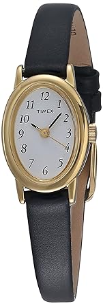 Timex Womens T21912 Cavatina Black Leather Strap Watch