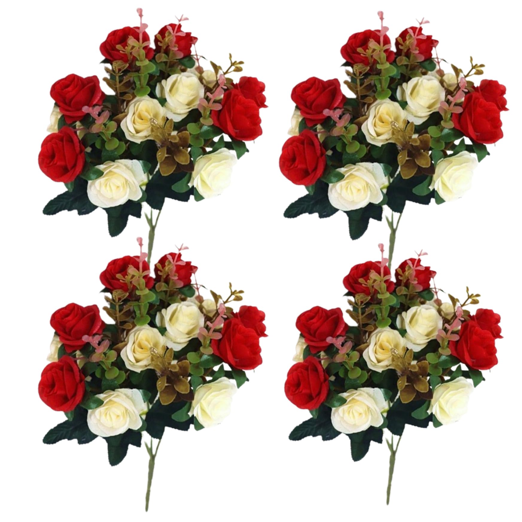 Fleurs artificielles pour graves et bouquets commémoratifs rouges en soie