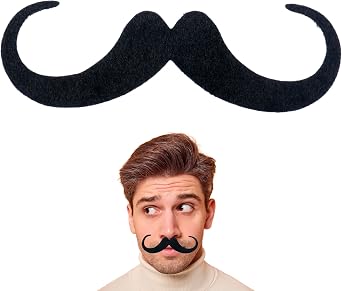 Yan Dream Black Stick On Mustache for Men Self Adhesive Classic Halloween Fake Mustaches