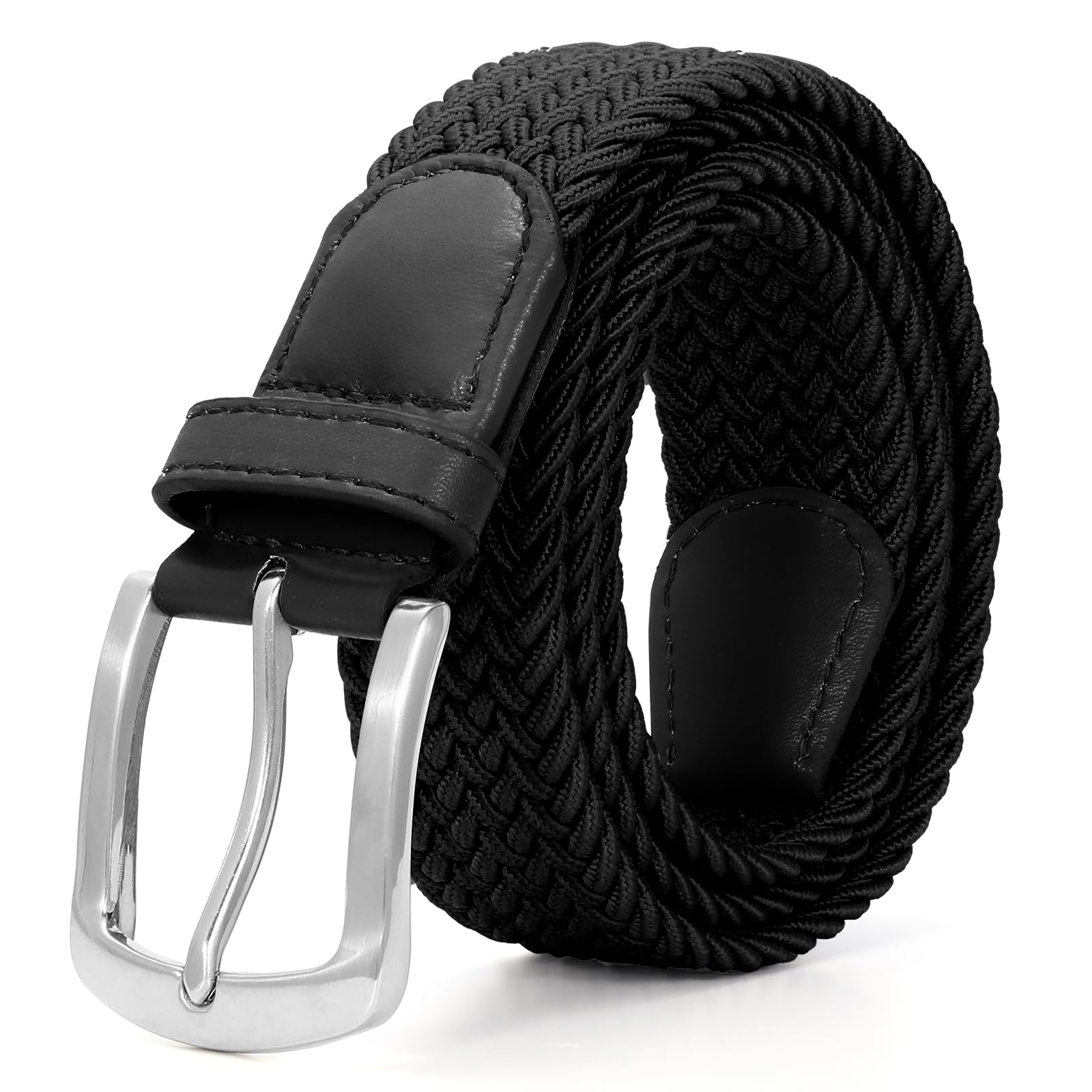 SUOSDEY Men Stretch Braided Belt, Elastic Belt for Jeans Pants Casual Golf Belt 1 3/8"