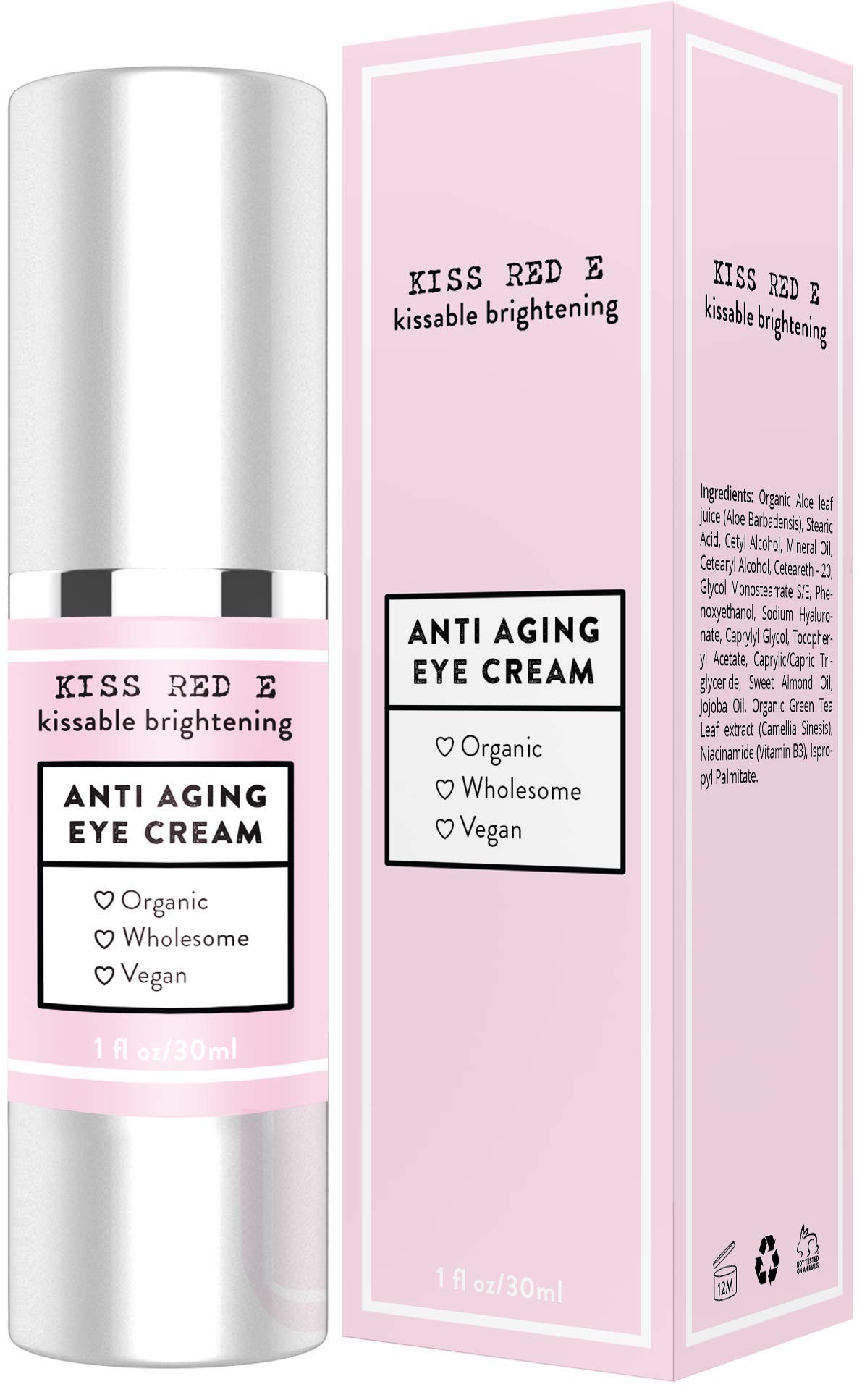 Crema de ojos antienvejecimiento para mujeres y hombres. Crema de ojos vegana para ojeras, hinchazón, arrugas, 1 onza 50 días de suministro 2