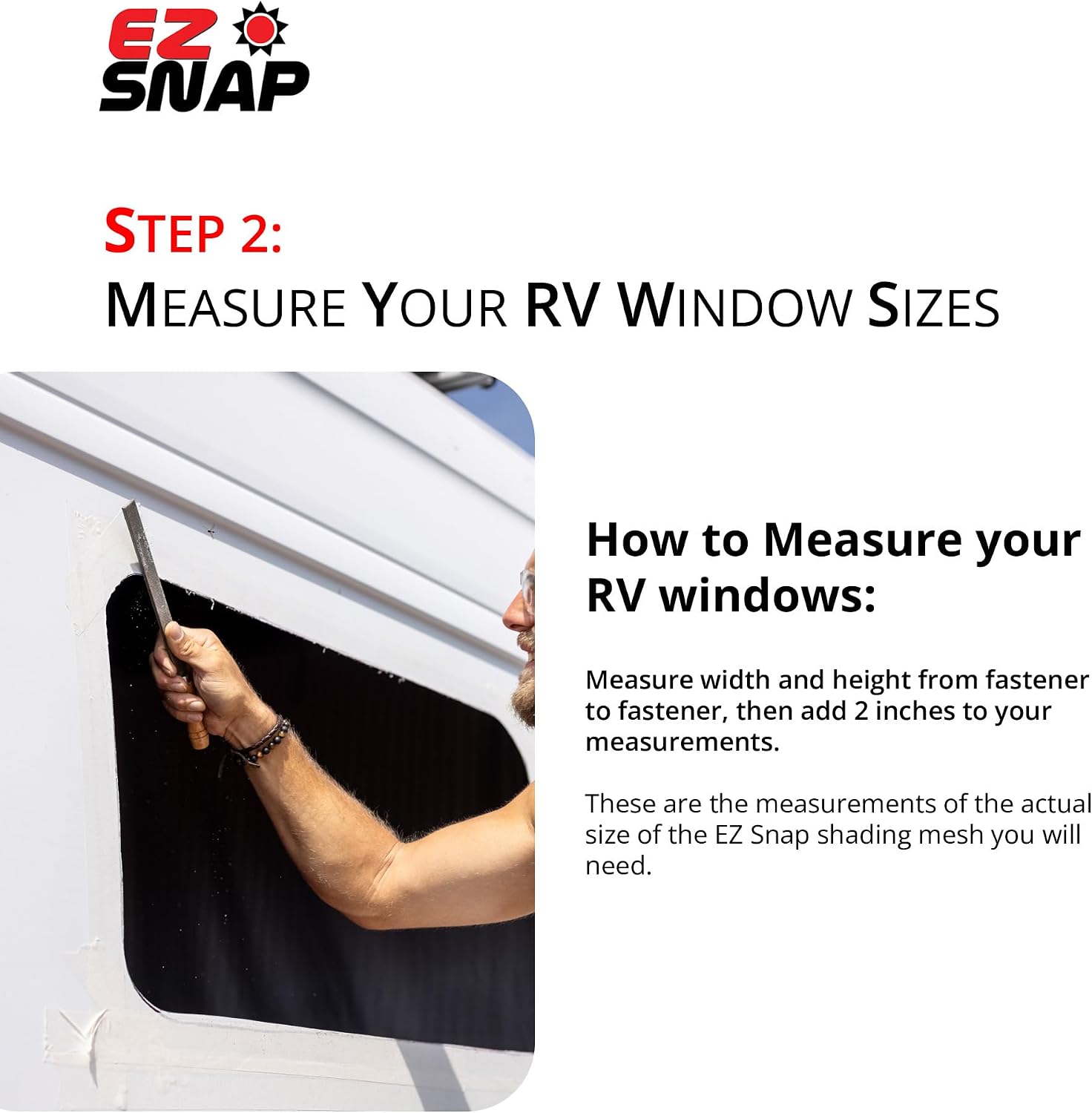 RV Window Shade Cover – 3' x 6' Black Mesh Sun Screen with 30 Black No-Drill Snap Fasteners, UV Blocking RV Door Window Shade for Trailer, Camper, Motorhome, Easy to Install for Summer Use