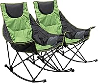 Vista 25 de SUNNYFEEL Silla Mecedora de Camping, Reclinable Acolchada de Lujo, Silla Plegable de Jardín de Gran Tamaño con Bolsillo, Resistente