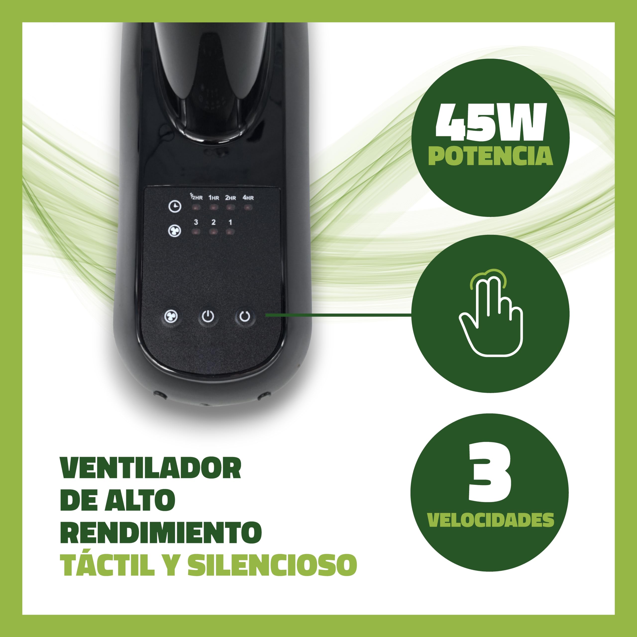 GROWMANIA.ES GROWMANIA Ventilatore da Parete Nero con Telecomando | Ventilatore 45 W con 3 velocità e oscillazione di 90° | Telecomando