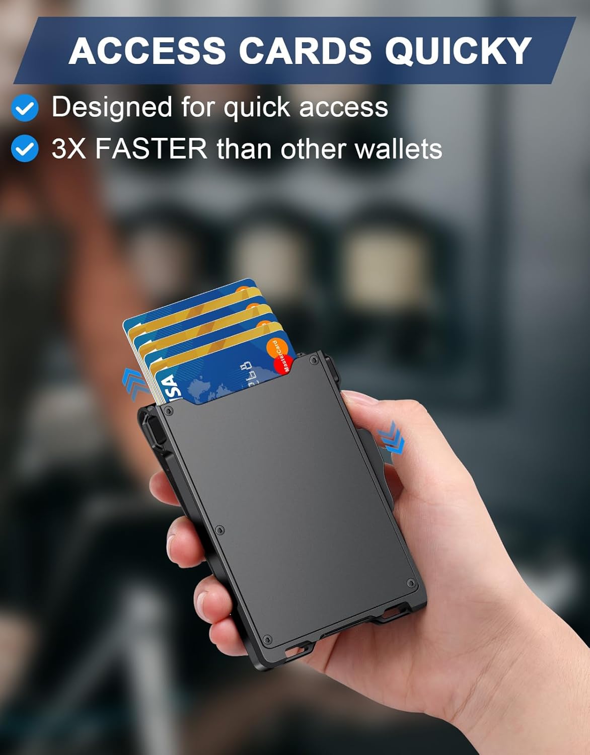 Wallet for Men, Minimalist Slim Mens Wallet with Money Clip, RFID Blocking Smart Pop Up Card Wallet with ID Window, Compact Bifold Wallet, Metal Aluminum Credit Card Holder - Image 2