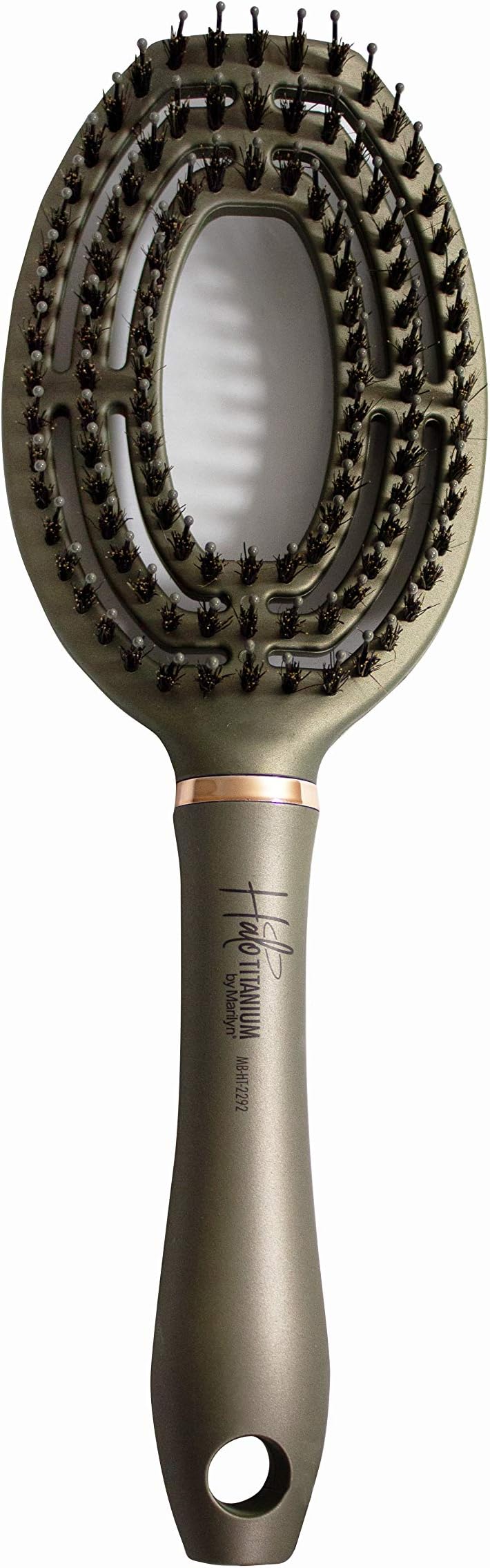 Marilyn Brush Halo Titanium Paddle Brush - Blowout, Smoothing Paddle Brush Boar/Nylon Mixed Bristles - Titanium | Achieve Faster Drying Time | Great for Sensitive Scalps, Wigs and Extensions