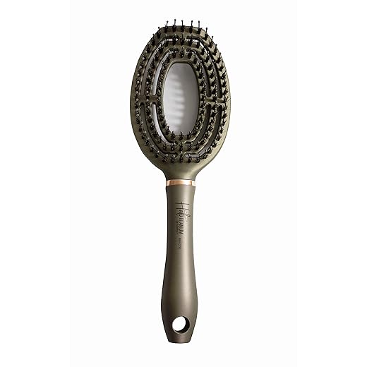 Marilyn Brush Halo Titanium Paddle Brush - Blowout, Smoothing Paddle Brush Boar/Nylon Mixed Bristles - Titanium | Achieve Faster Drying Time | Great for Sensitive Scalps, Wigs and Extensions