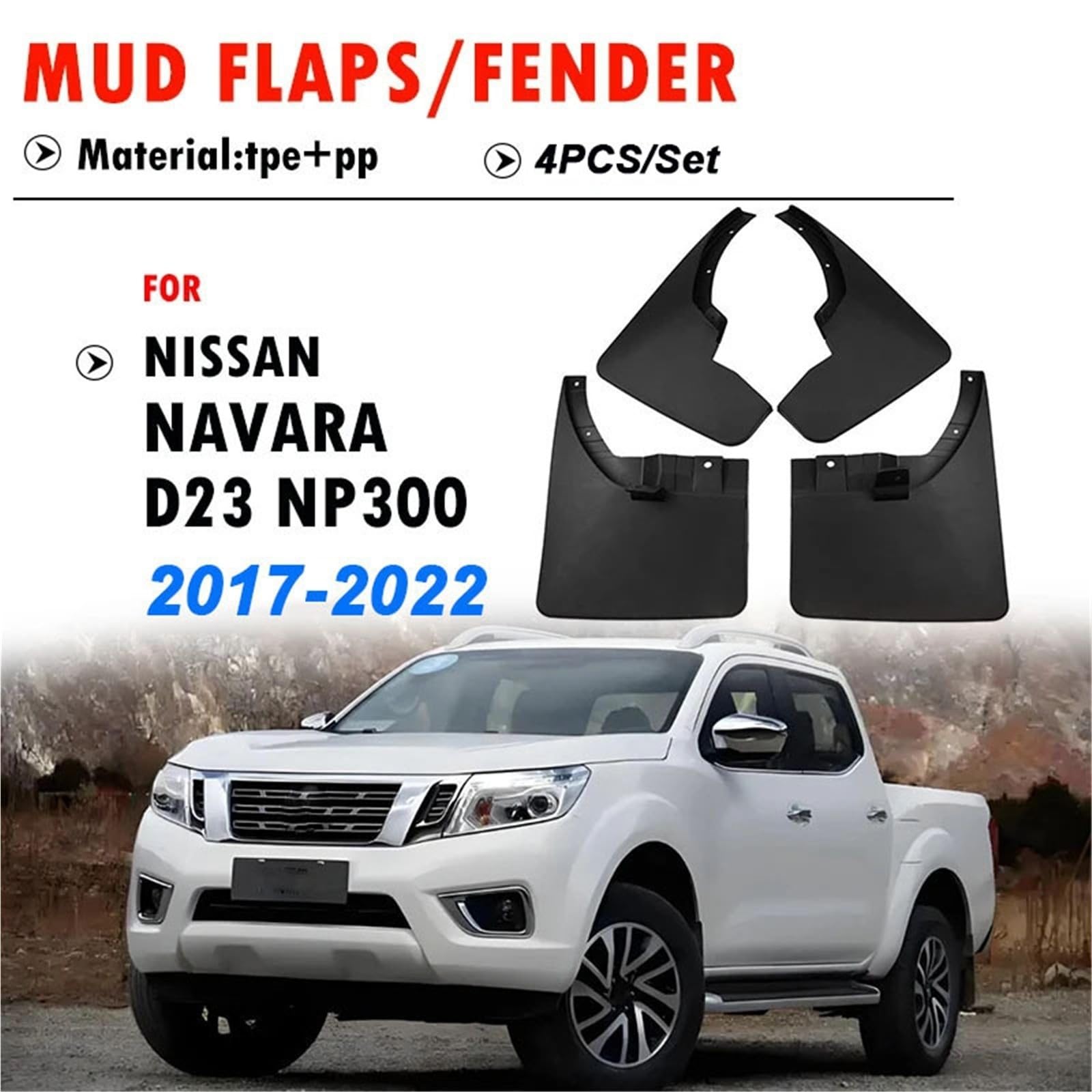 Osłony Błotników Samochodowych, Akcesoria Do Błotników | 4-częściowe Błotniki Samochodowe Pasujące Do Zewnętrznej Stylizacji NISSAN Navara D23 NP300