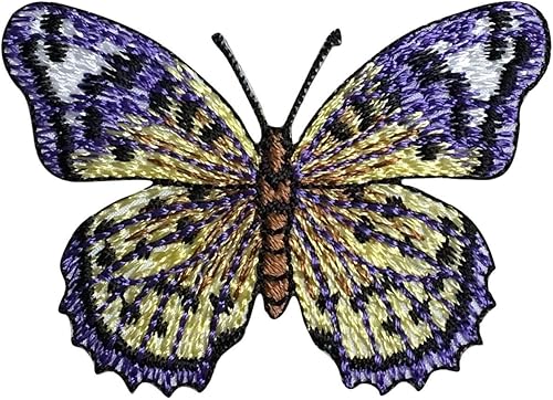 Mariposa - Parche bordado para planchar en púrpuraamarillo