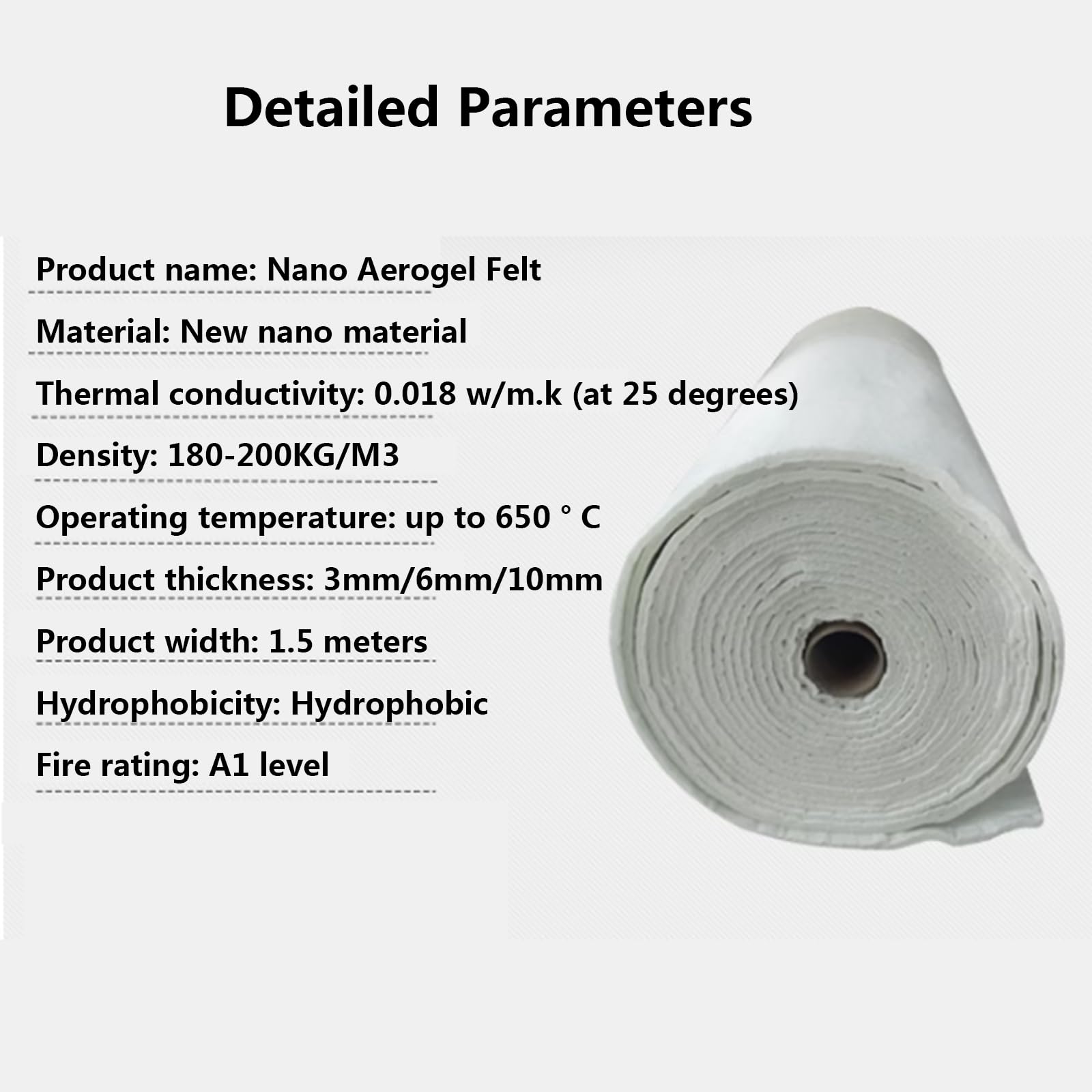Aislante de Aerogel, Manta Aislante ignífuga, Aislamiento y protección contra Incendios, Impermeable, Resistente a la Humedad(1.5X0.66m(59x25.9in),3mm thick)