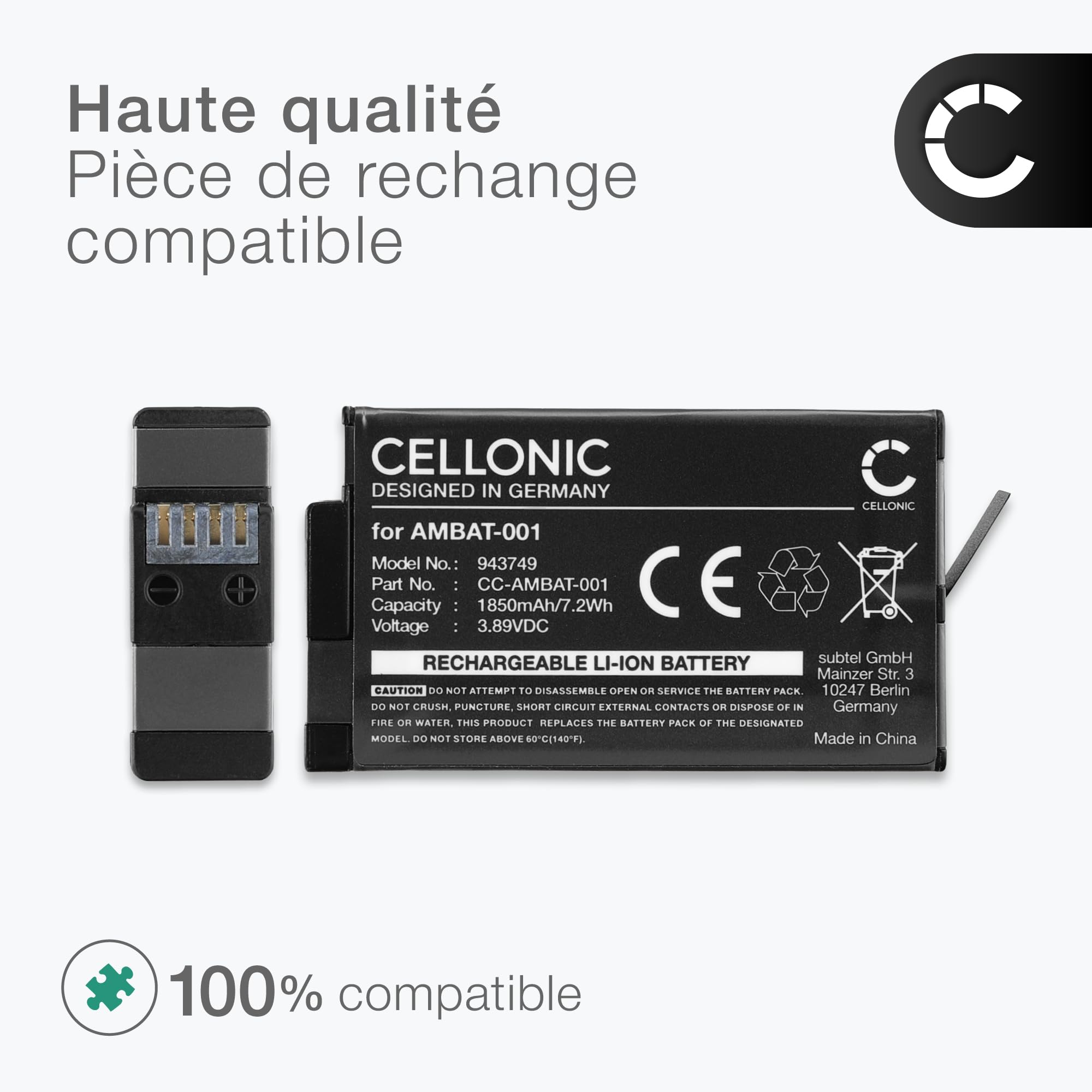 CELLONIC 2X Batterie Compatible avec GoPro Max 2, AMBAT-001