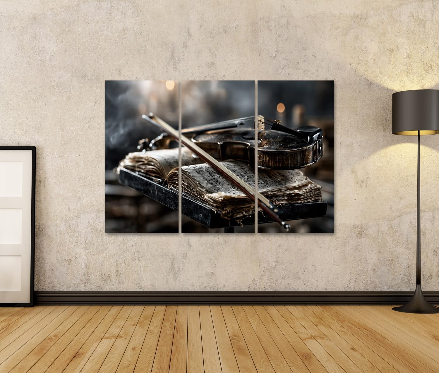 islandburner Quadro su tela con violino e note classiche, per soggiorno, per gli amanti della musica, 3 pezzi