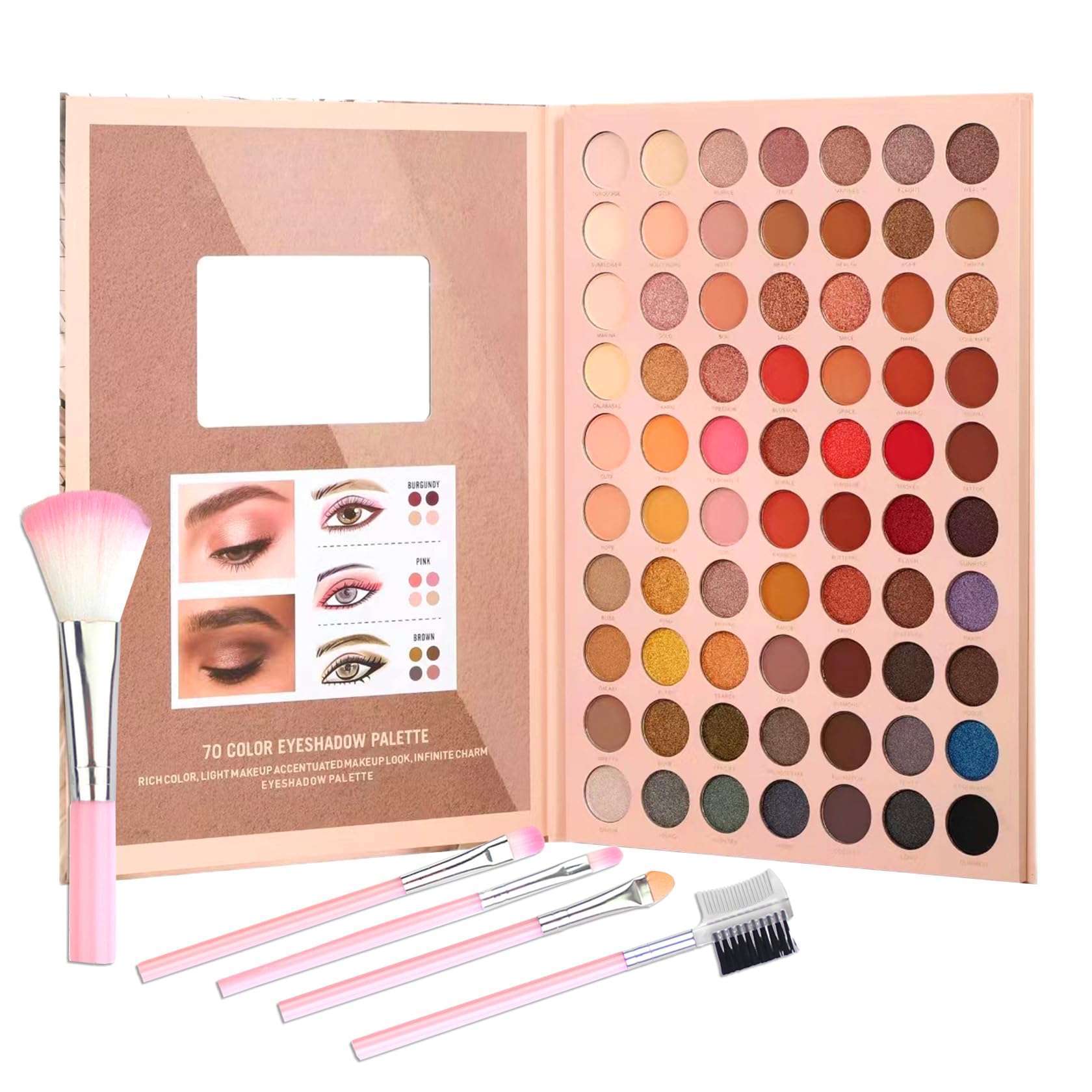 PPPanYiDi 70 Colors Eyeshadow Palette,Matte Glitter Eyeshadow Makeup Palette with Eyeshadow Brush,Highly Pigmented Colorful Shimmer Eye Shadow Palette