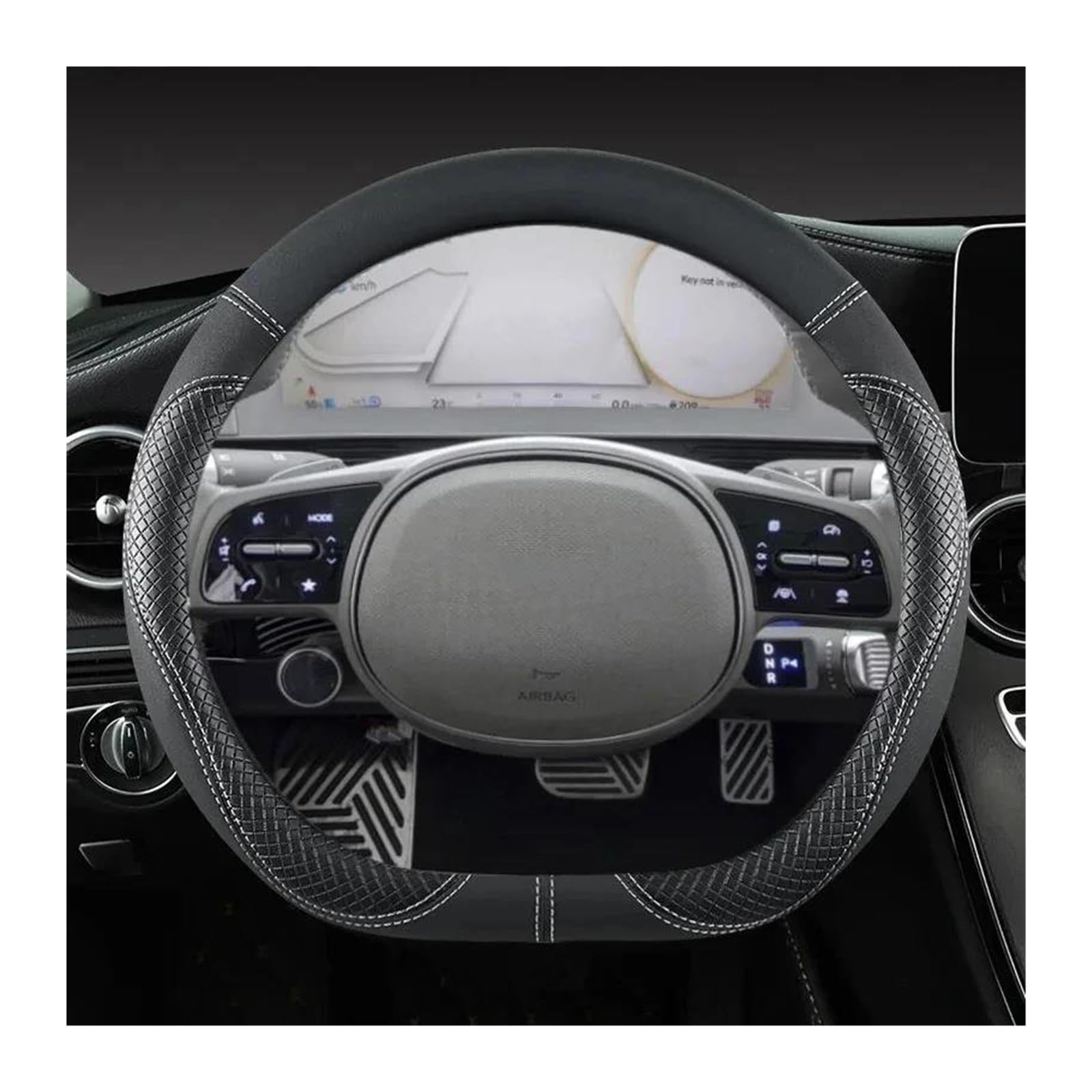 Lenkradabdeckung Auto Lenkrad Abdeckung D Form PU Leder Für Hyundai Für ioniq 5 2016-2022 Für 6 2023 Lenkrad Bezug Auto(Weiss)