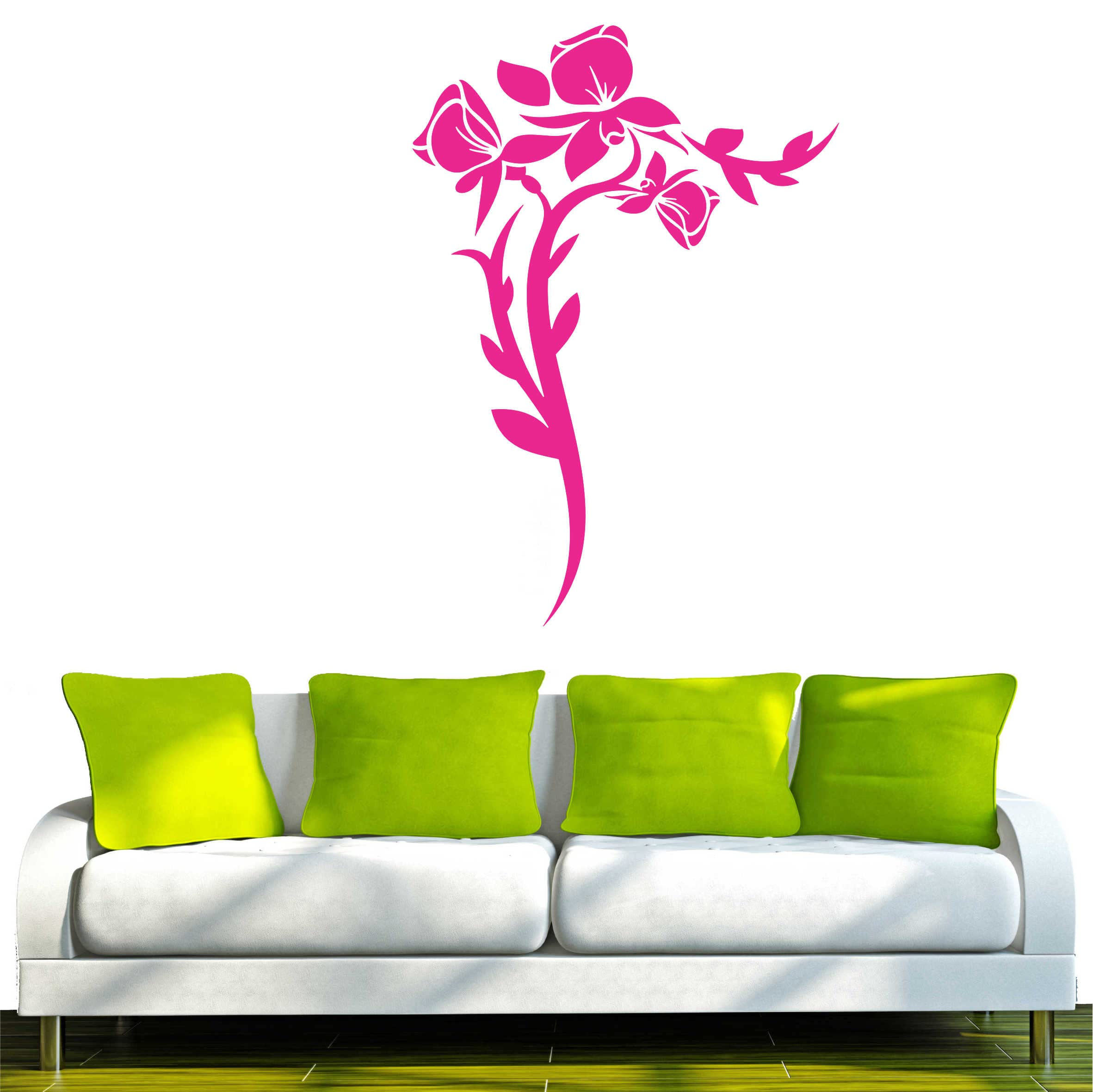 INDIGOS UG - Decalcomanie da muro - adesivi da parete - Murale - F311 fiaba con fiori, 160 x 113 cm - rosa - Decorazione per soggiorno, camera dei bambini, ufficio, scuola