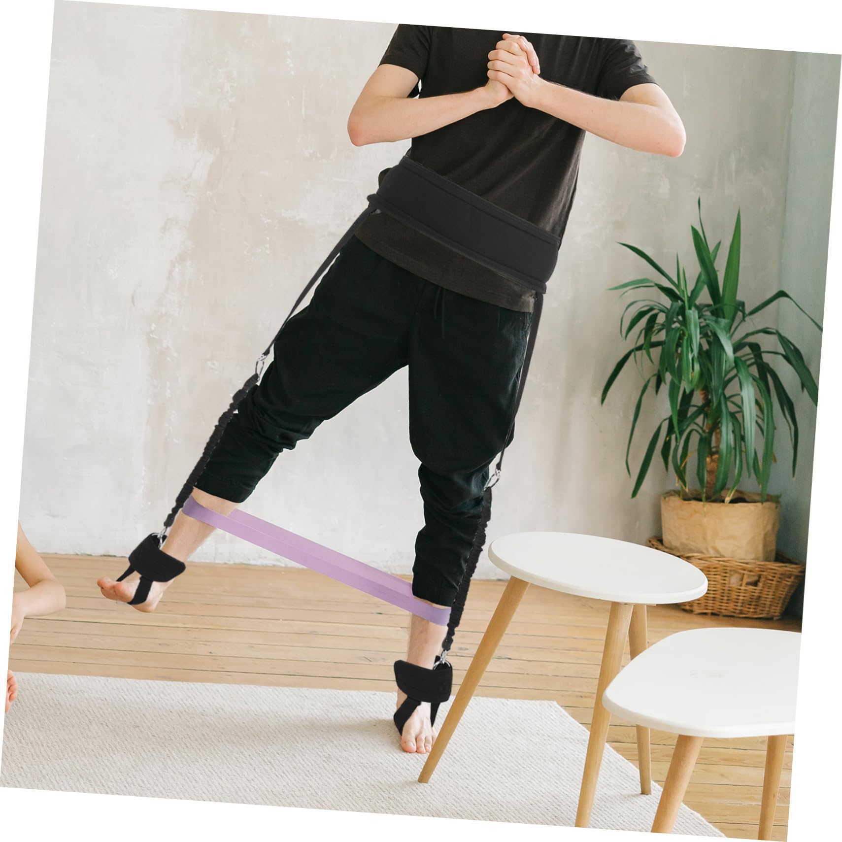 Elastici Esercizi per Allenamento Caviglia e Fascia Vita, Bande Resistenza Fitness Multifunzione in Lattice e Tessuto, Portatile per Gambe e Fianchi, Uomo