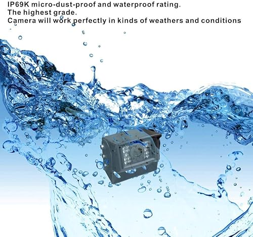 Miniatura 6 de Sistema de cámara de respaldo de visión trasera inversa con cable de 9 pulgadas con protector de TVS visión nocturna impermeable IP69K AHD 1080P