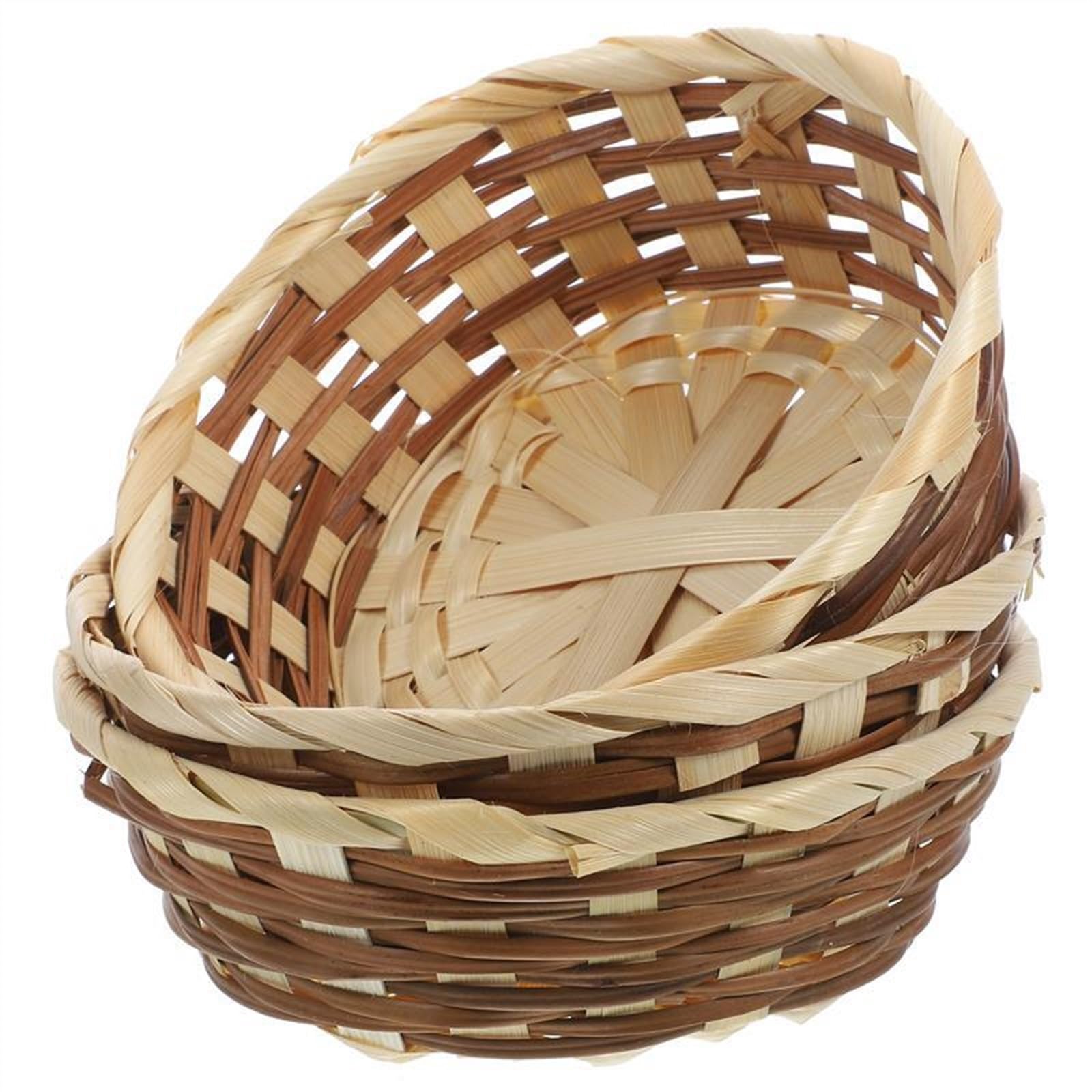 Zhaoj24-05 One Color Fruit Racks Bamboo Woven Bread Basket - Fruit Baskets For Serving, Wicker Bowl, For Dinner And Everyday Use, Set Of 3