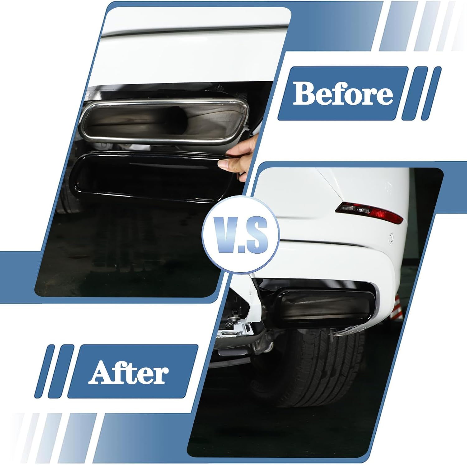 Exhaust Muffler Tail Pipe Trim Cover Compatible with Land Rover Range Rover Sport 2023-2026 Stainless Steel Car Rear Tail Throat Exhaust Cap Trim Accessories (Black B)