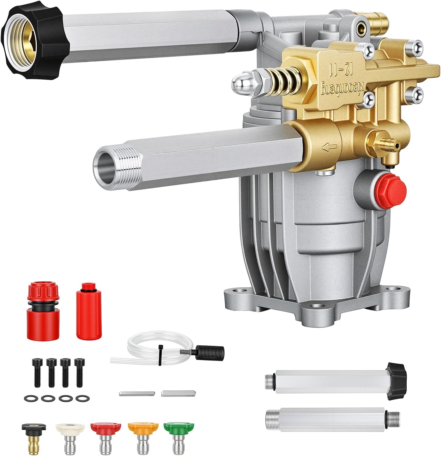 Yesker 3/4" Shaft Horizontal Pressure Washer Pump 3300 PSI 2.4 GPM fit for Kohler SH270 and Honda GC160/190 Includes Inlet & Outlet Extension Tubes