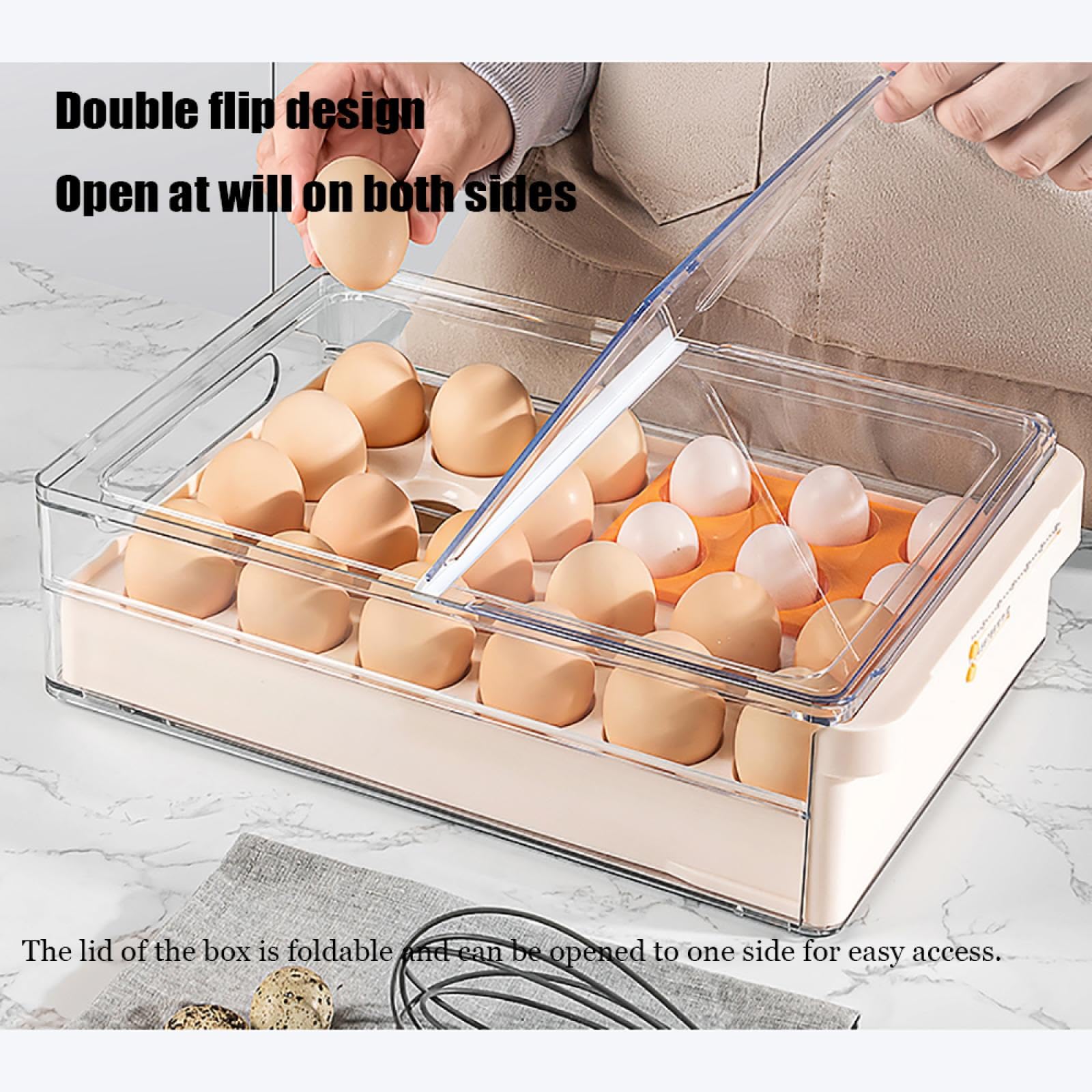 Caja de Almacenamiento de Huevos de Doble Capa,Soporte para Huevos para refrigerador,Almacenamiento de Huevos para encimera,Organizador de Huevos,Dispensador de Huevos para refrigerador