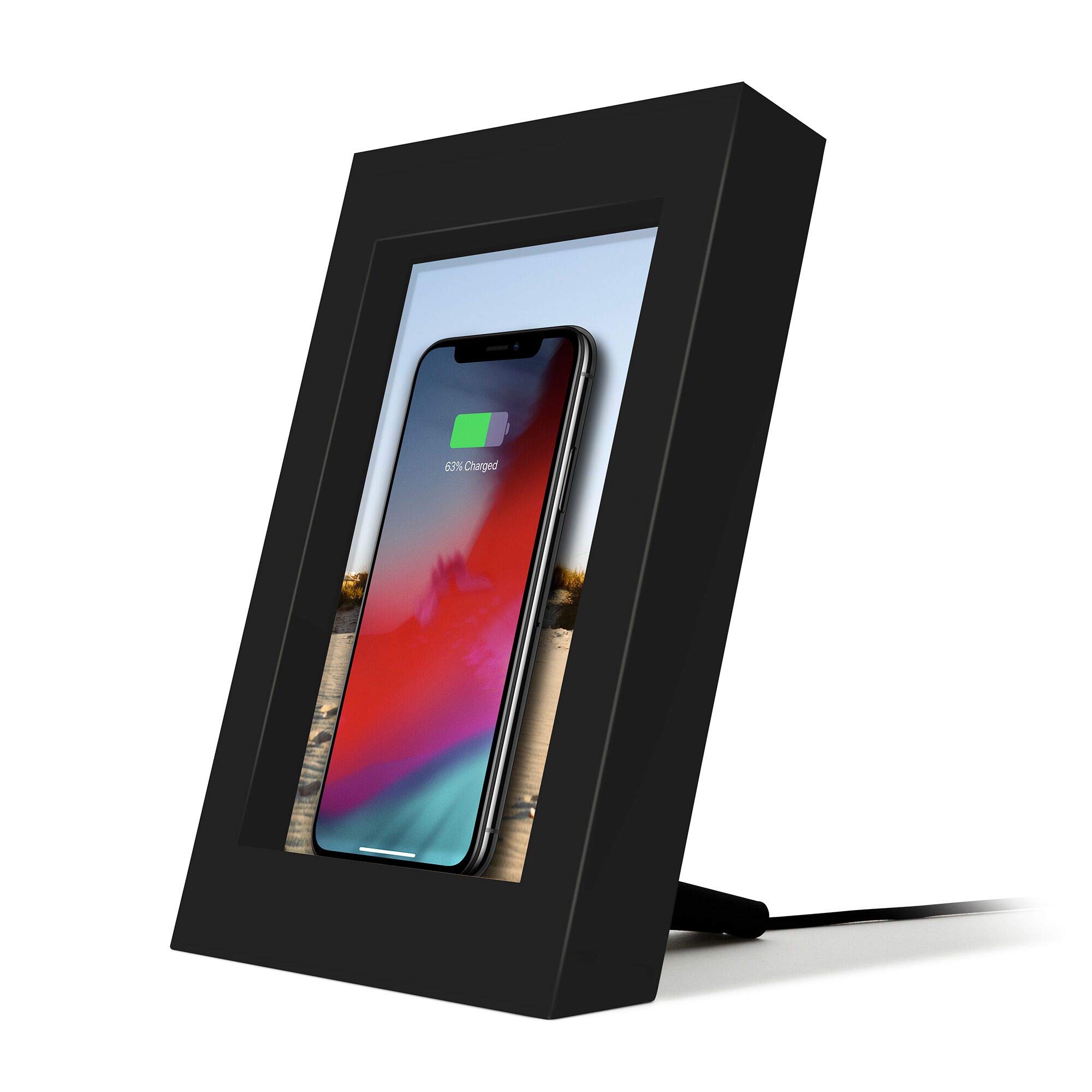 PowerPic | Picture Frame Stand with integrated 10W Qi Charger for iPhone / Wireless Charging Smart Phones (black)