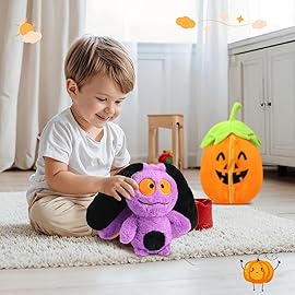 MIAODAM Bat Stuffed Animal, 11inch Reversible Pumpkin Bat Plush Pillow, Cute Plushies Toy Gift for Baby Toddler Girls Boys