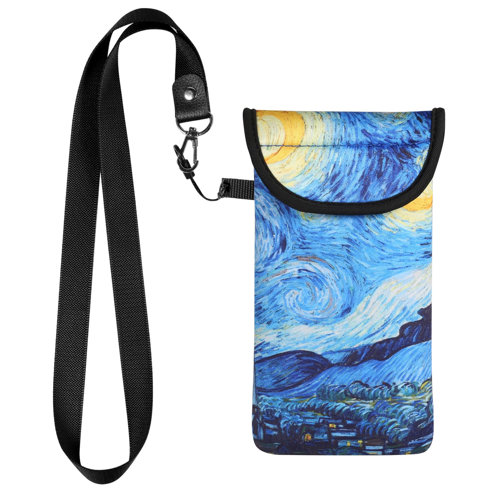 Universal Cell Phone Pouch Neoprene Phone Sleeve w/ Belt Clip Loop & Neck Lanyard Strap Compatible for iPhone 16 Pro Max Galaxy S25 Ultra S25+ S24 FE