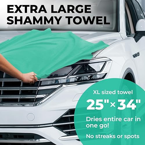Miniatura 41 de Toalla de gamuza XL prémium para automóvil, (34 x 25 pulgadas), tela de gamuza súper absorbente, sin manchas y arañazos, toallas reutilizables