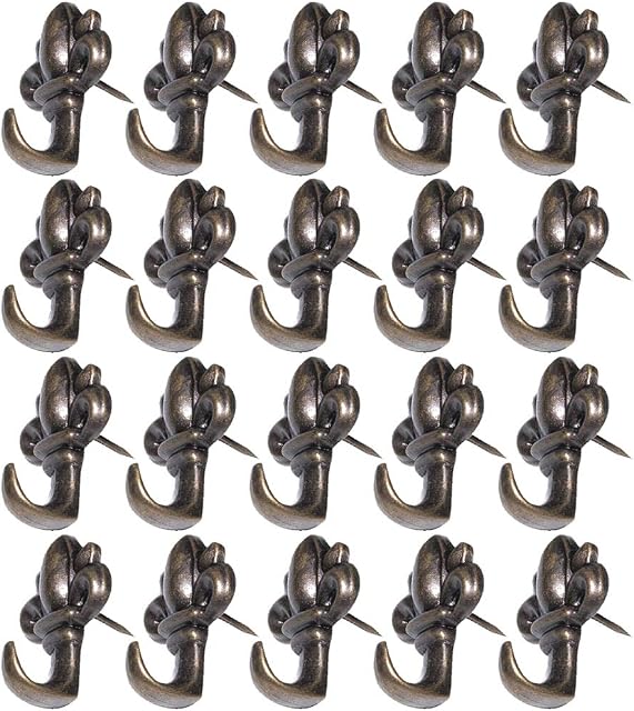 Pack of 20 Zinc Alloy Flower Shape Push Pin Hangers Hook Pin Wall Hooks (Bronze)