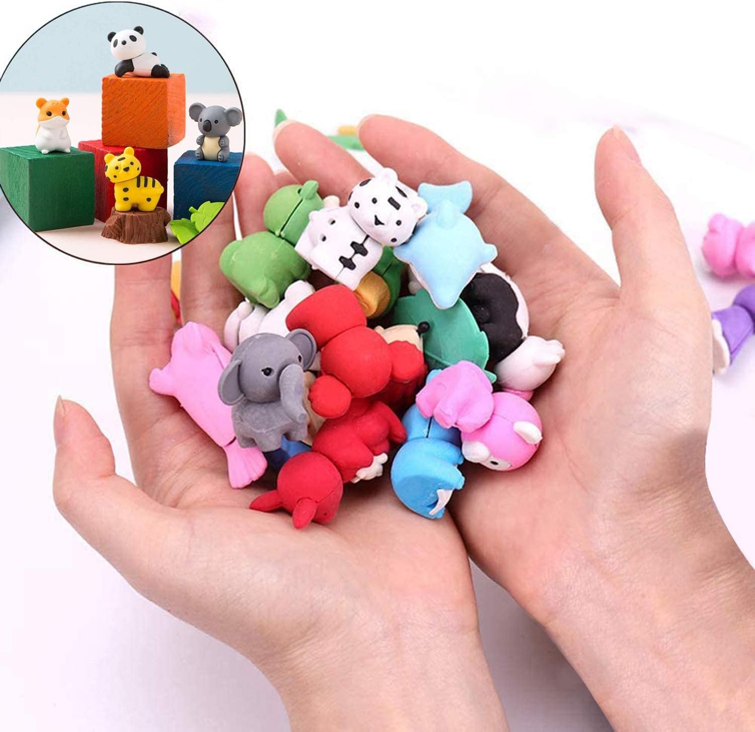 UMEELR 28 Packs Stationery Set with Animals Puzzle Erasers Filled Hearts and Cards for Kids School Classroom Game Prizes, Easter Basket Stuffers Easter Egg Goodie Bag Fillers