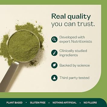 Rheal Clean Greens 165 g, Superfood Greens Powder for Daily Energy & Immunity Support – with Spirulina, Moringa & Wheatgrass – Vegan – 30 Servings, Natural Pineapple Flavour