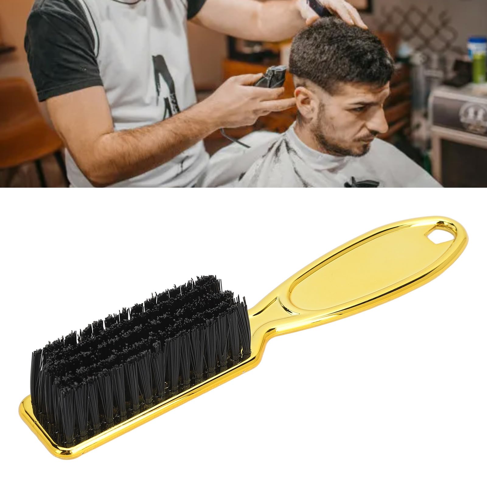 Cepillo de Peluquero para Hombres, Cepillo de Limpieza con Cerdas Reforzadas para una Depilación Eficaz para Herramientas Profesionales de Peinado, Chapado en Oro