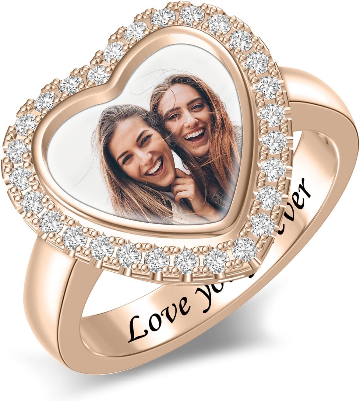 BAUMA AUTO Personalized Photo Signet Ring Custom Picture Engraved Name Ring for Women Mom Grandma Friends Jewelry Gift