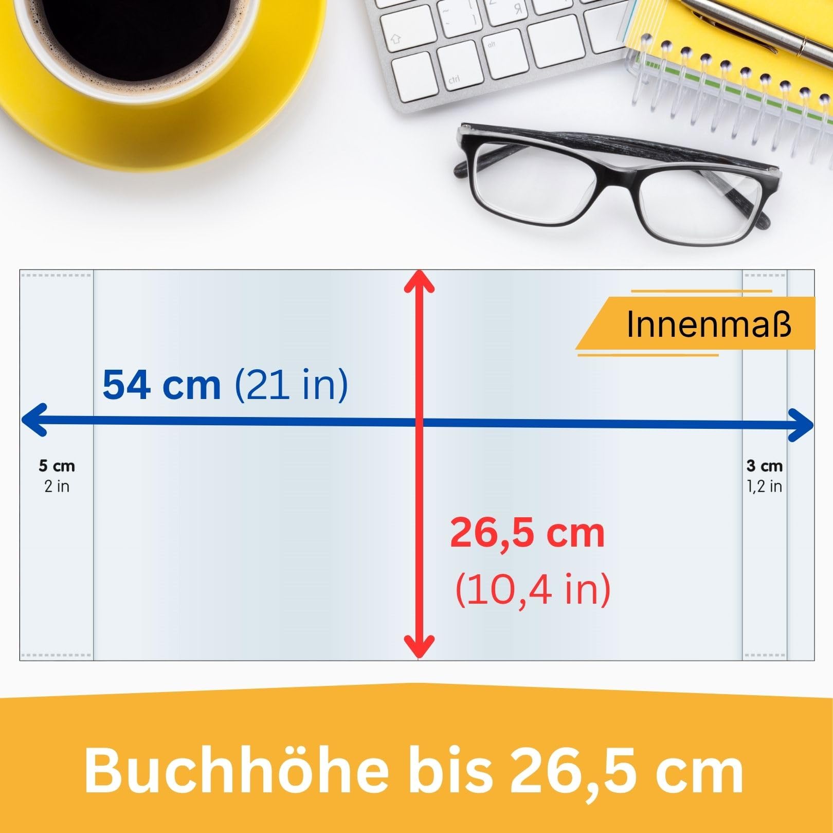 perfect line 120 buste per libro, altezza 26,5 cm (265 mm) x larghezza fino a 54 cm, custodia per libro scolastico, extra stabile, copertina in vetro trasparente, confezione risparmio (10 set da 12