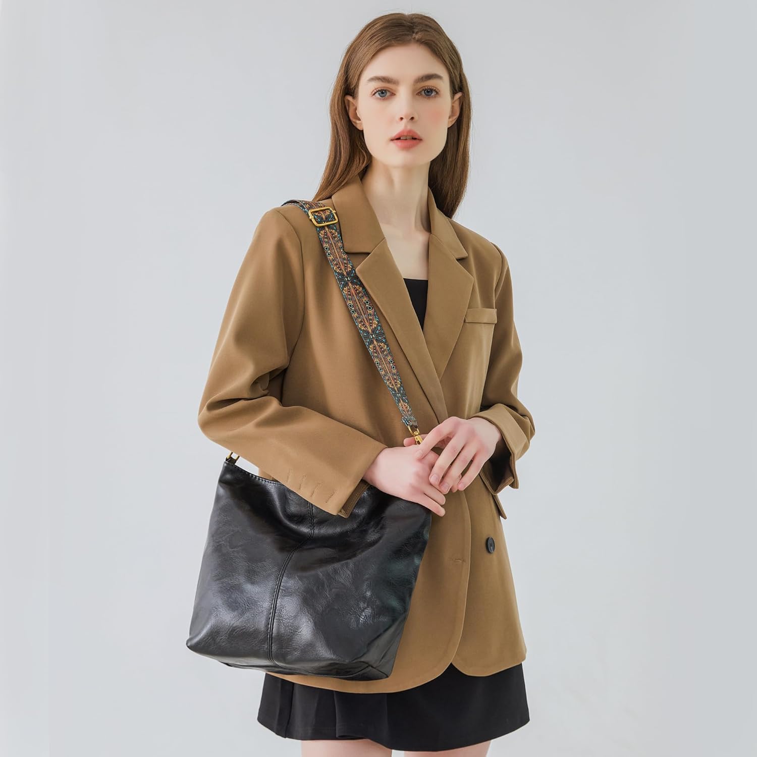 Fashion Hobo Bags for Women Vegan Leather Crossbody Bag with Guitar Strap Shoulder Purses and Handbags - Image 2