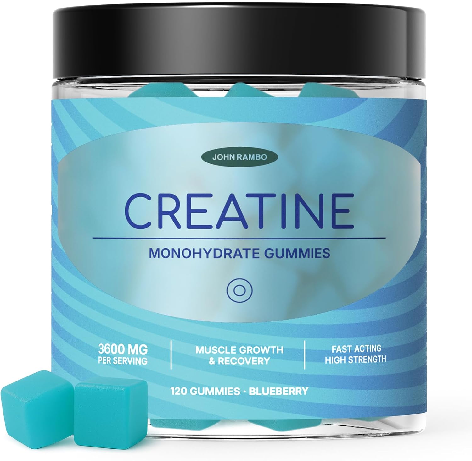 Creatine Monohydrate Gummies – 3600mg Real Creatine Per Serving – Transparent Label, Juicy Blueberry Flavor, Lab-Tested Strength & Endurance Supplement