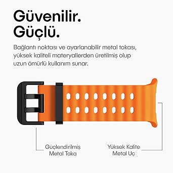 Teknoft Samsung Galaxy Watch Ultra 47mm ile Uyumlu Delikli Model Ocean Loop Yumuşak ve Hafif Silikon Kordon