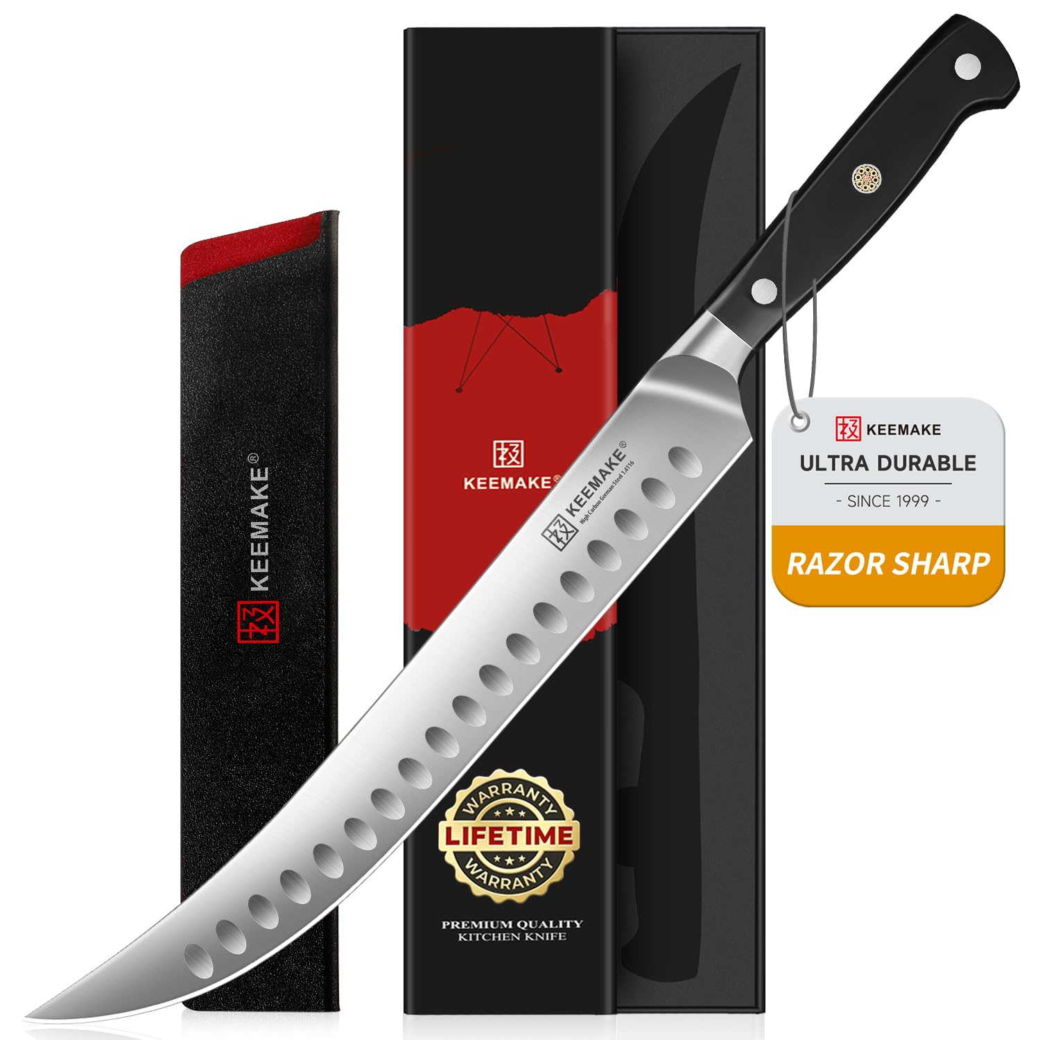KEEMAKE 10-Inch Butcher Knife for BBQ and Brisket