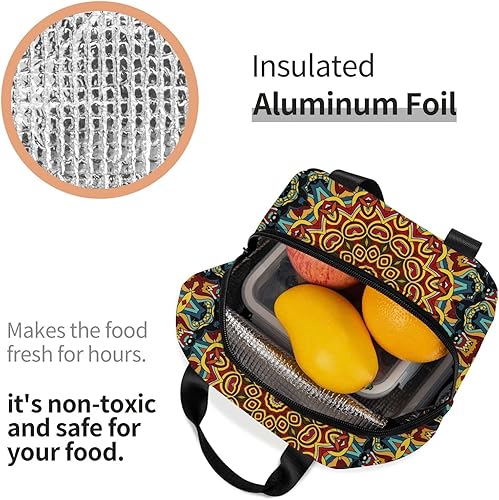 Miniatura 2 de Morrocan Vitrage Adorno floral reutilizable bolsa de almuerzo aislada para mujeres y hombres impermeable lonchera térmica para el trabajo oficina