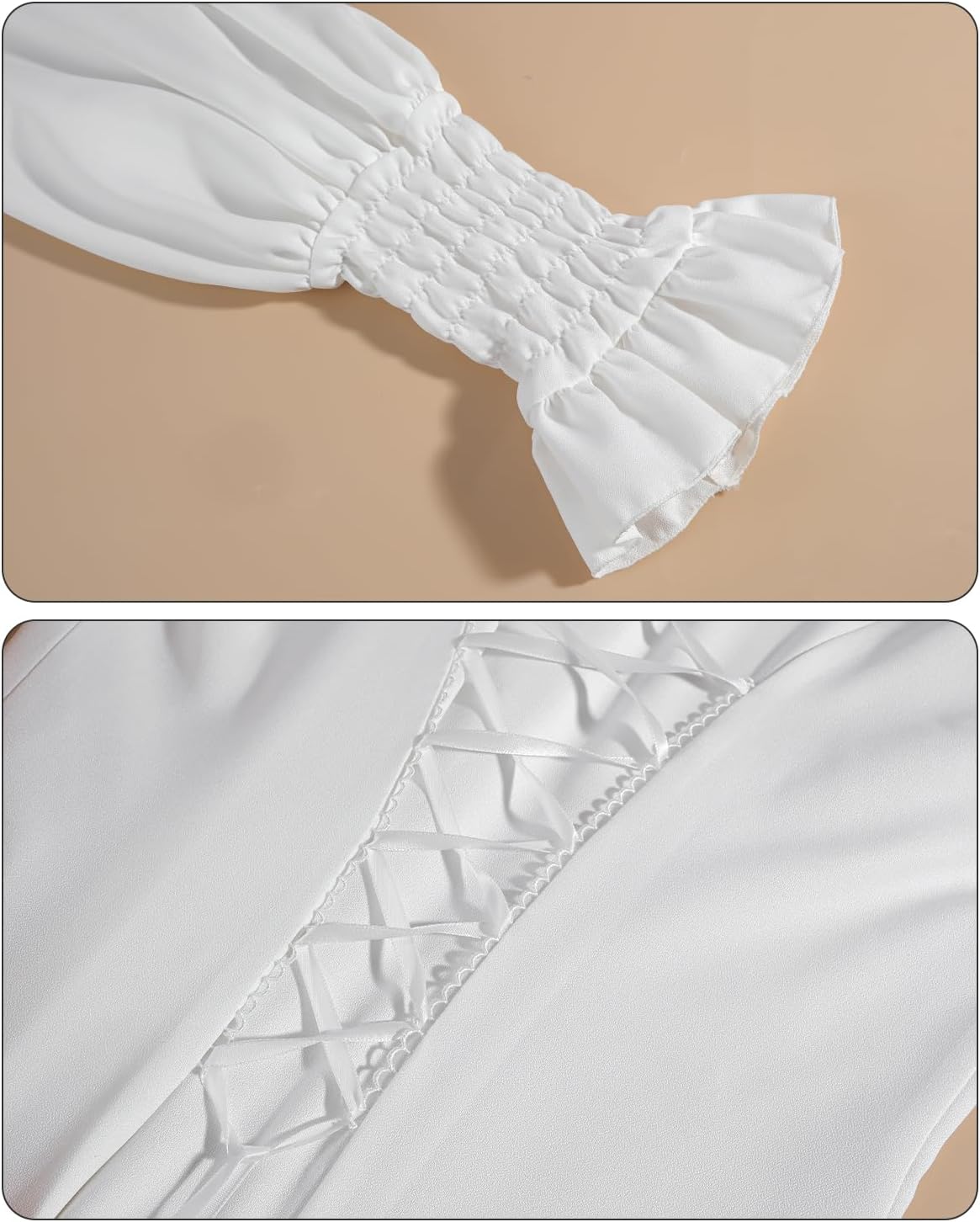 Nuoqi Women Victorian Blouse Vintage Long Sleeve Renaissance Shirt Lotus Ruffle Tops - Image 5