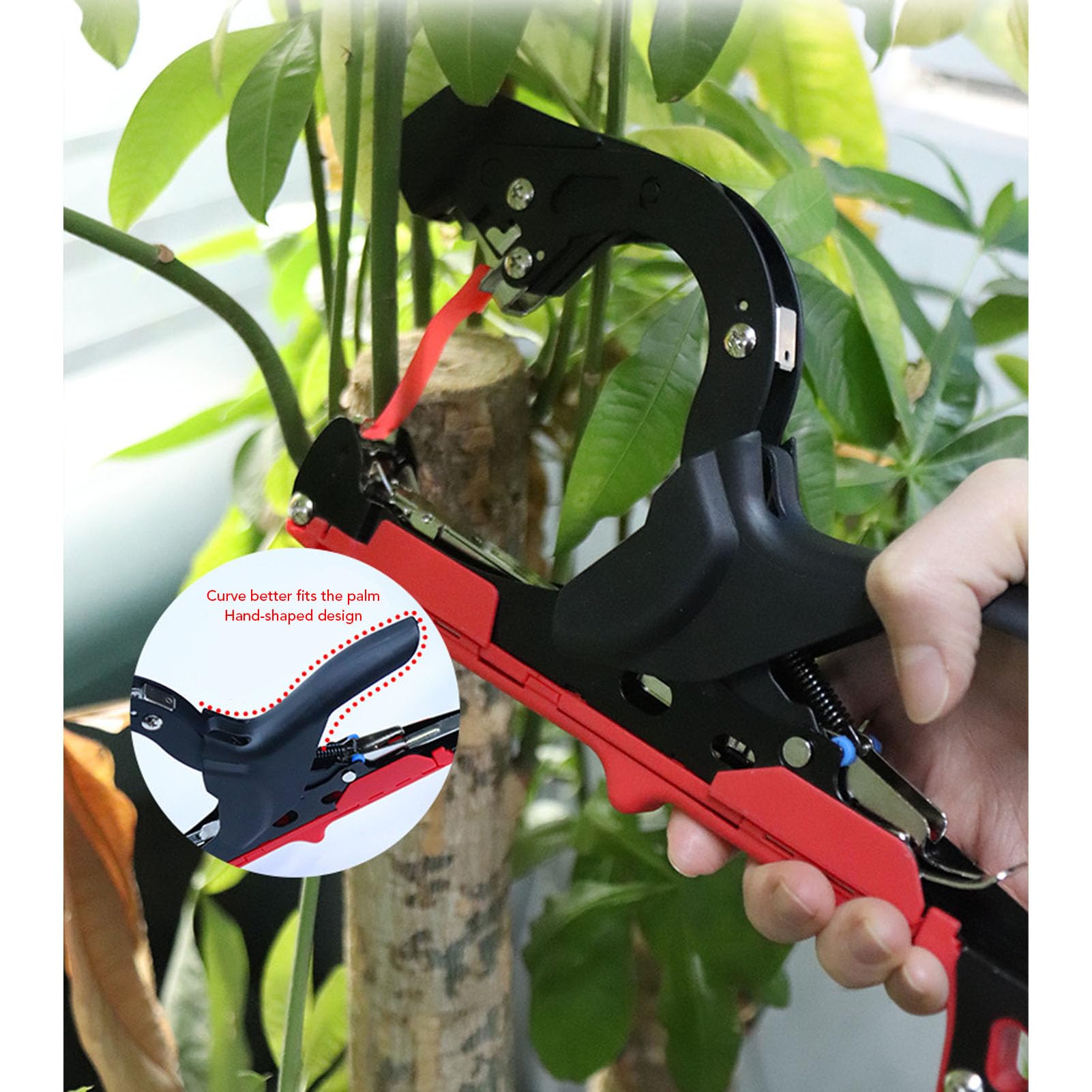Generic Pflanzenbindemaschine, Gartenrebenbindegerät, Pflanzenbindegerät für Tomaten, Paprika, Trauben, Gurken, Weingemüse (Schwarz-rotes 10-Rollen-Bürokratieband)