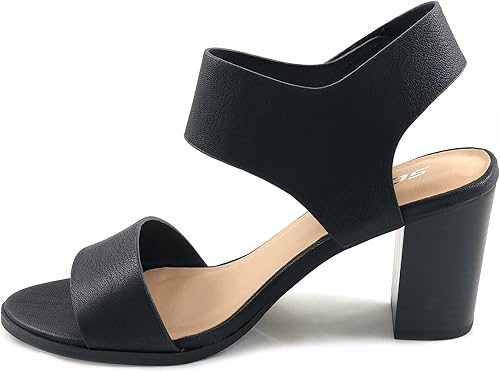 Miniatura 3 de Soda Wait - Sandalias de vestir para mujer con puntera abierta, tacón grueso, correa de velcro, tacón grueso