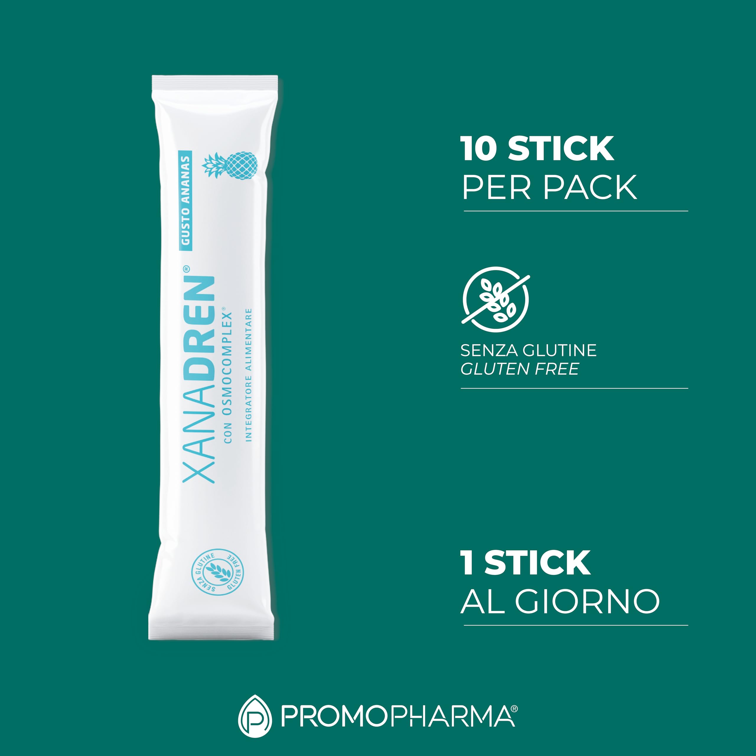 Xanadren MD - Integratore Alimentare, con Betulla, pilosella, equiseto, ortica - Per drenare liquidi in eccesso e favorire i naturali processi di diuresi - Ananas, 10 stick da 15 ml