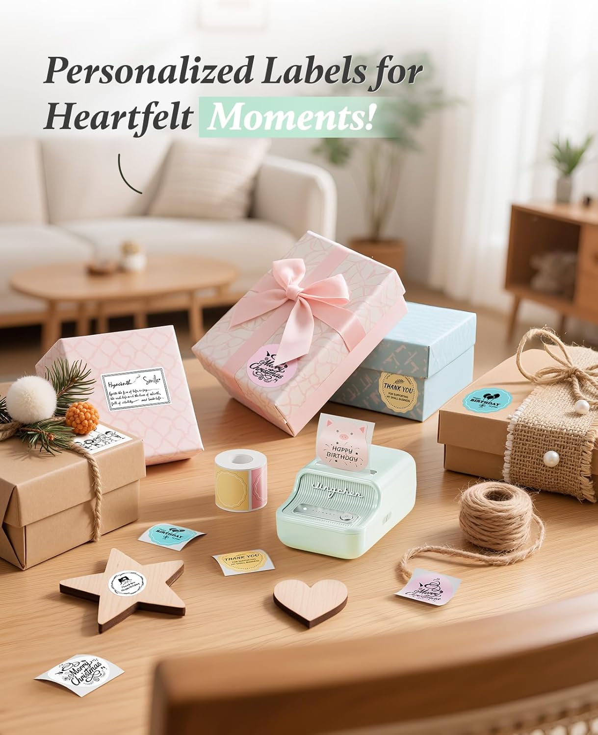 NIIMBOT B21 Label Printer,Bluetooth Thermal Label Maker,Ideal for Home Organization,Business,Ofice,50x30mm Labels(Mint Green)