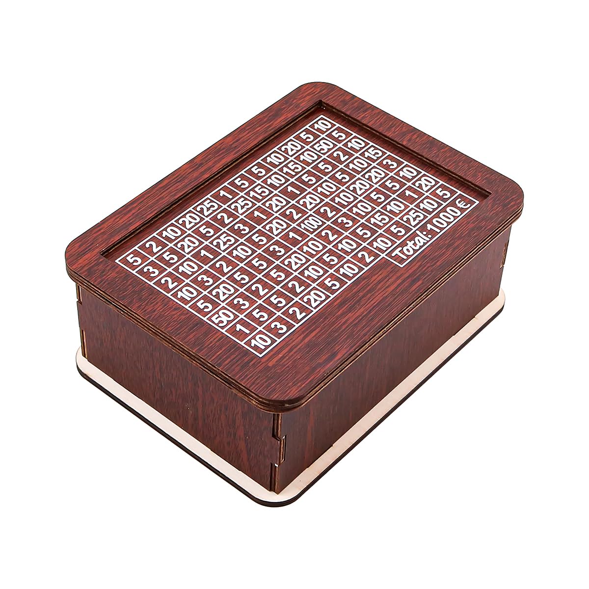 Alnicov Wooden Money Box Wooden Money Bank for Children Reusable Money Box with Money Goal and Numbers to Tick for Helps Children to Save Habit (1000)-image-28