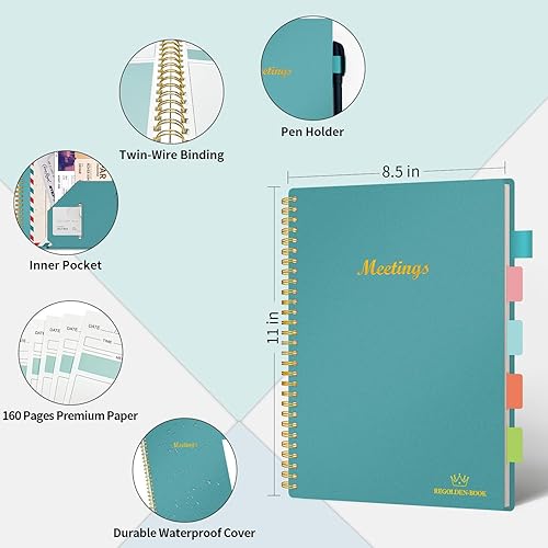 Miniatura 3 de Cuaderno de reuniones profesional para el trabajo de 8.5 x 11 pulgadas con pestañas, cuadernos de trabajo A4 para tomar notas y mantener las agendas