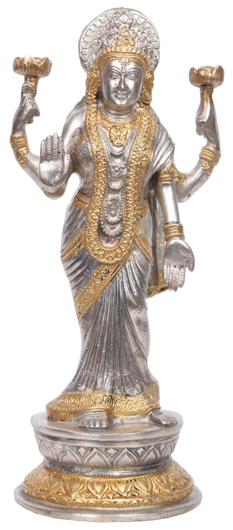 Statue de Lakshmi en laiton une déesse indienne aux détails sculptés main