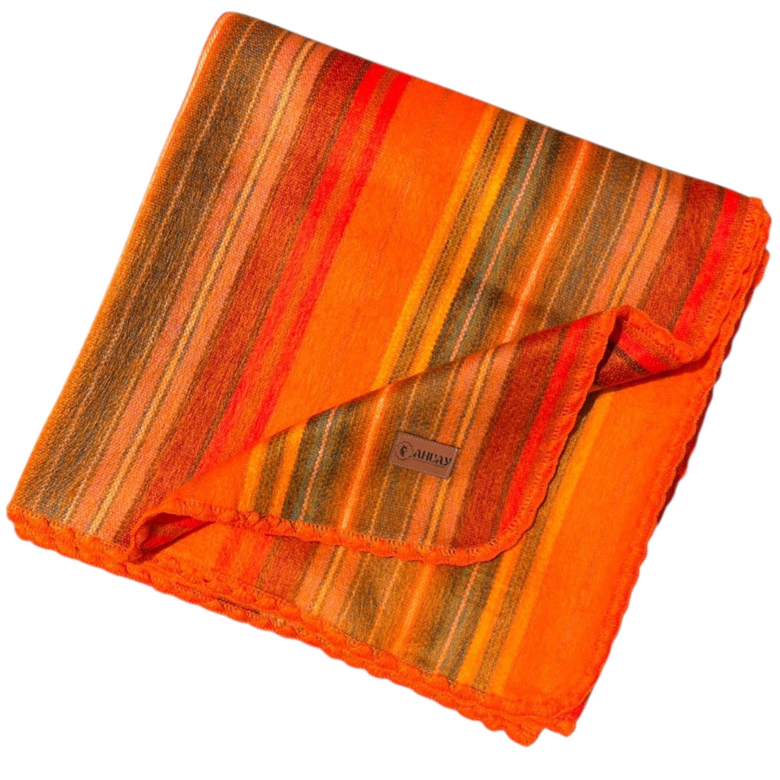 AHUAY Orange Alpaca Throw